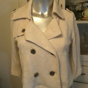 Cropped cotton/rayon button jacket